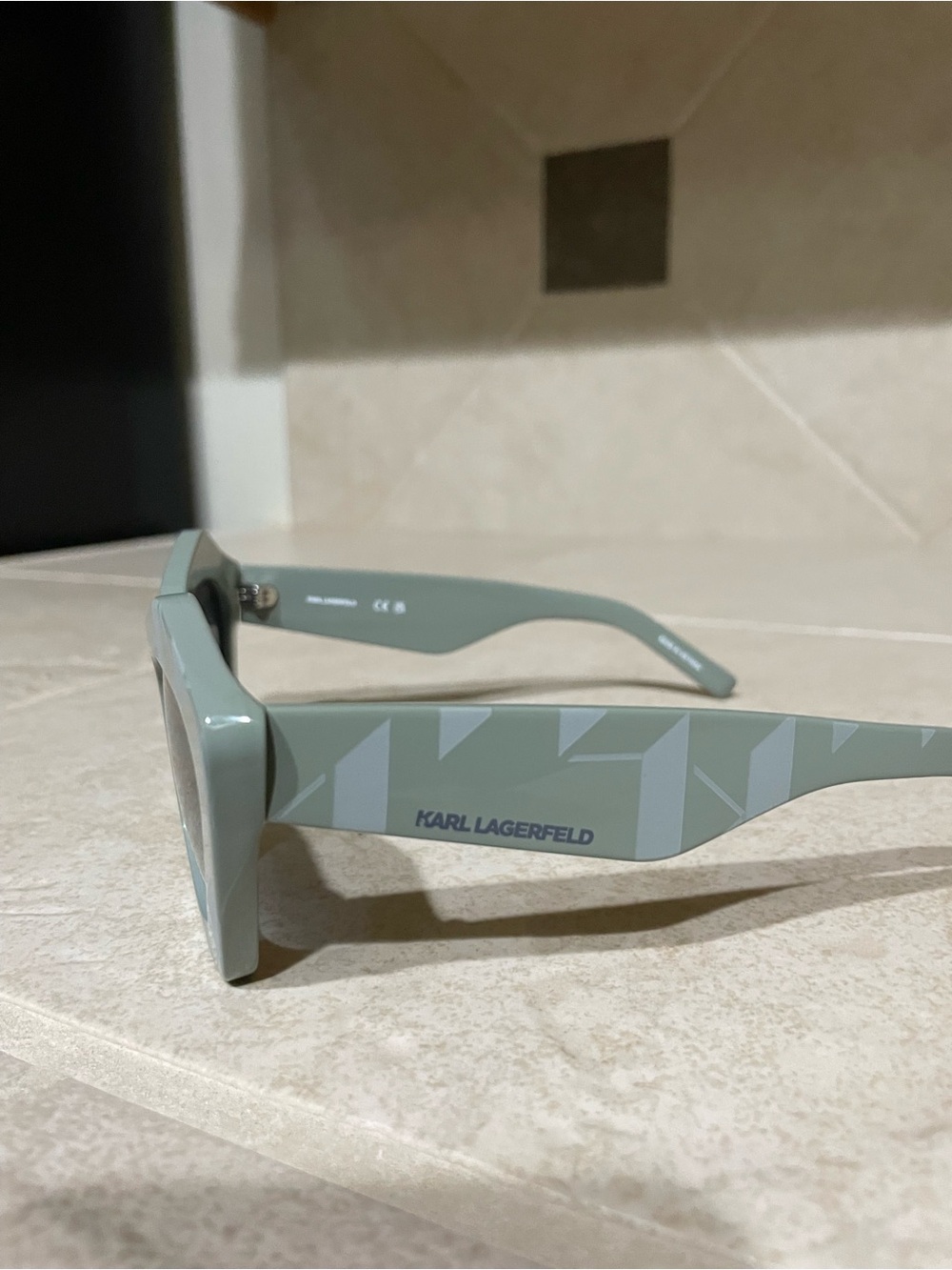 Karl Lagerfeld Women's Pale Sage Green Cat-Eye Sunglasses - Picture 5 of 5